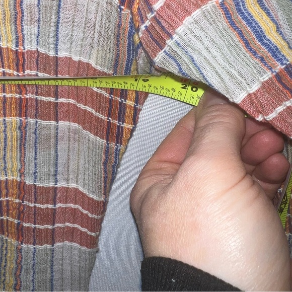 Free People We the Free Plaid Crepe Crinkle Boho Festival Button Down Shirt Med - Picture 11 of 12